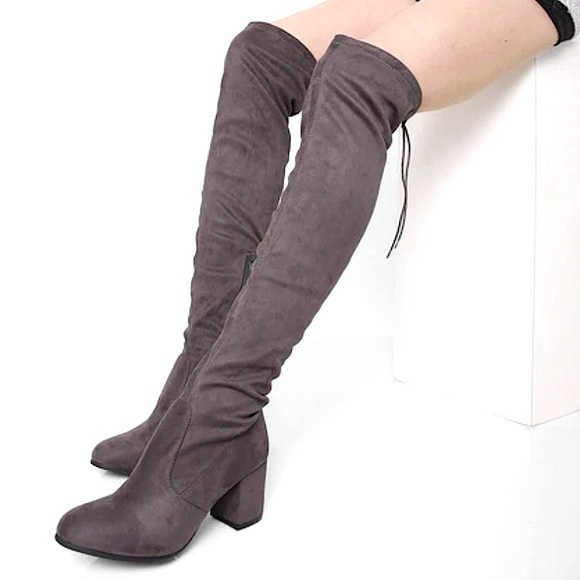 italian handmade boots Shoes - Italian Shoeshine Over-the-Knee Boots | EU 37 | Vegan Suede | Paid €230, USA 7